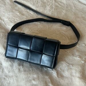 Black Woven Leather Purse